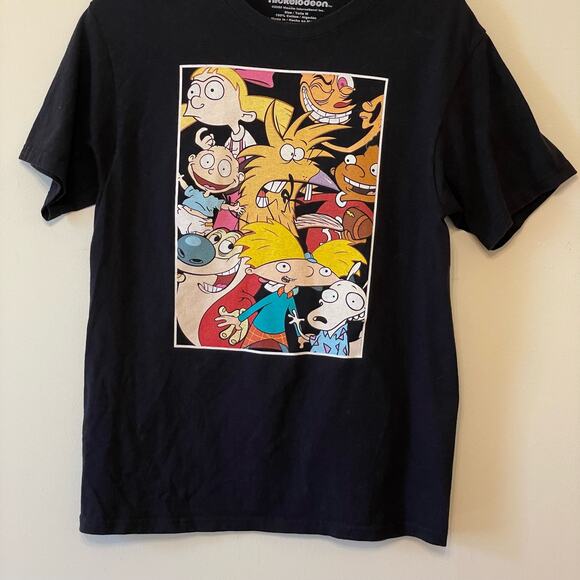 Nickelodeon M Tall short sleeve t-shirt black cartoon characters Arnold casual - Picture 3 of 7